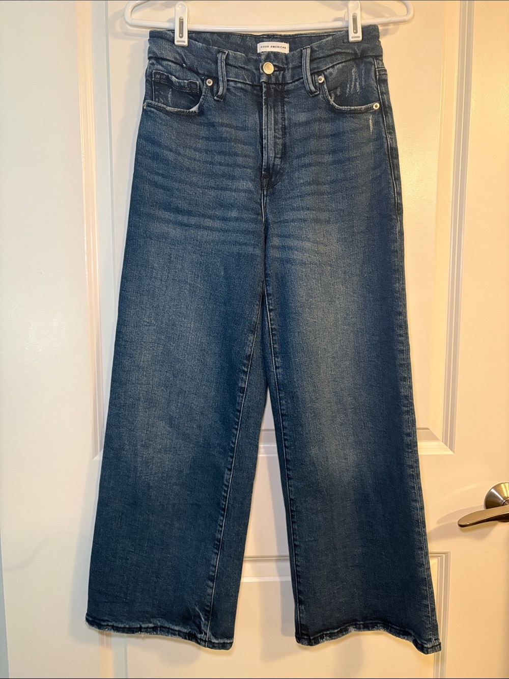 Good American Good Waist Palazzo Crop Jeans